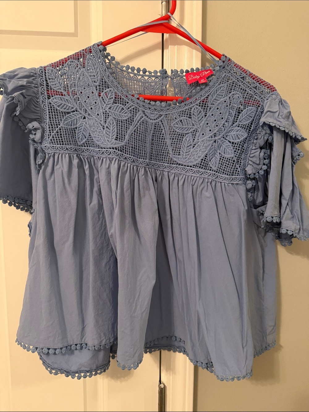 Baby Starters Light Blue Crochet Yoke Flutter Tunic